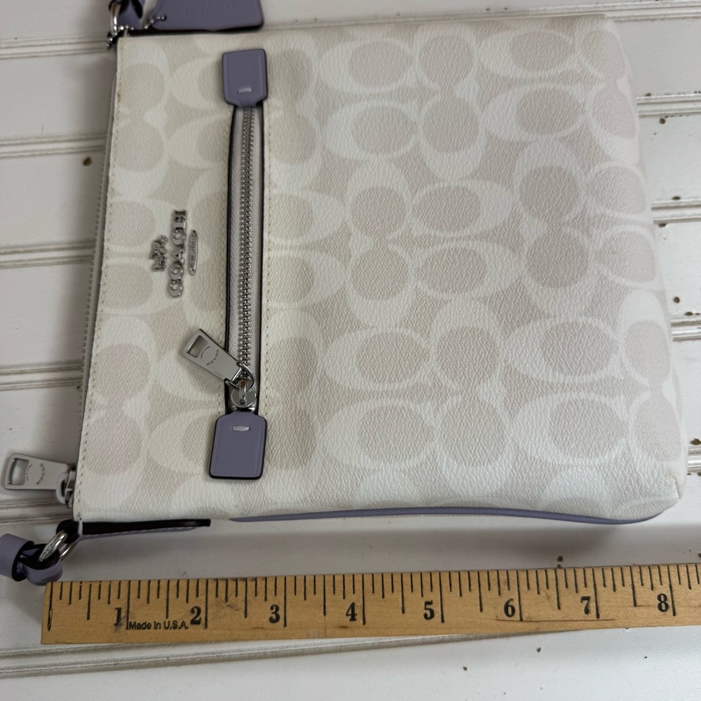 Coach CF340 Crossbody Bag Signature Mini rowan File‎ Mist Purple Silver Hardware - Picture 11 of 15